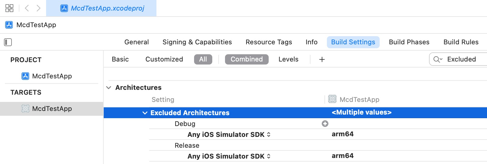 Xcode Excluded arm64